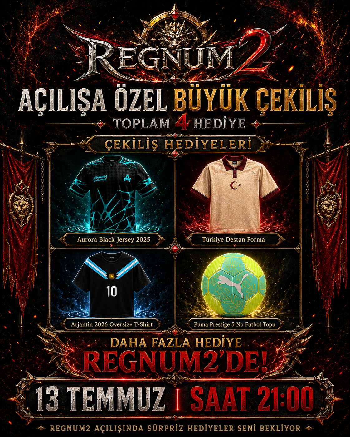 Regnum2 açılışa özel büyük çekiliş ödülleri